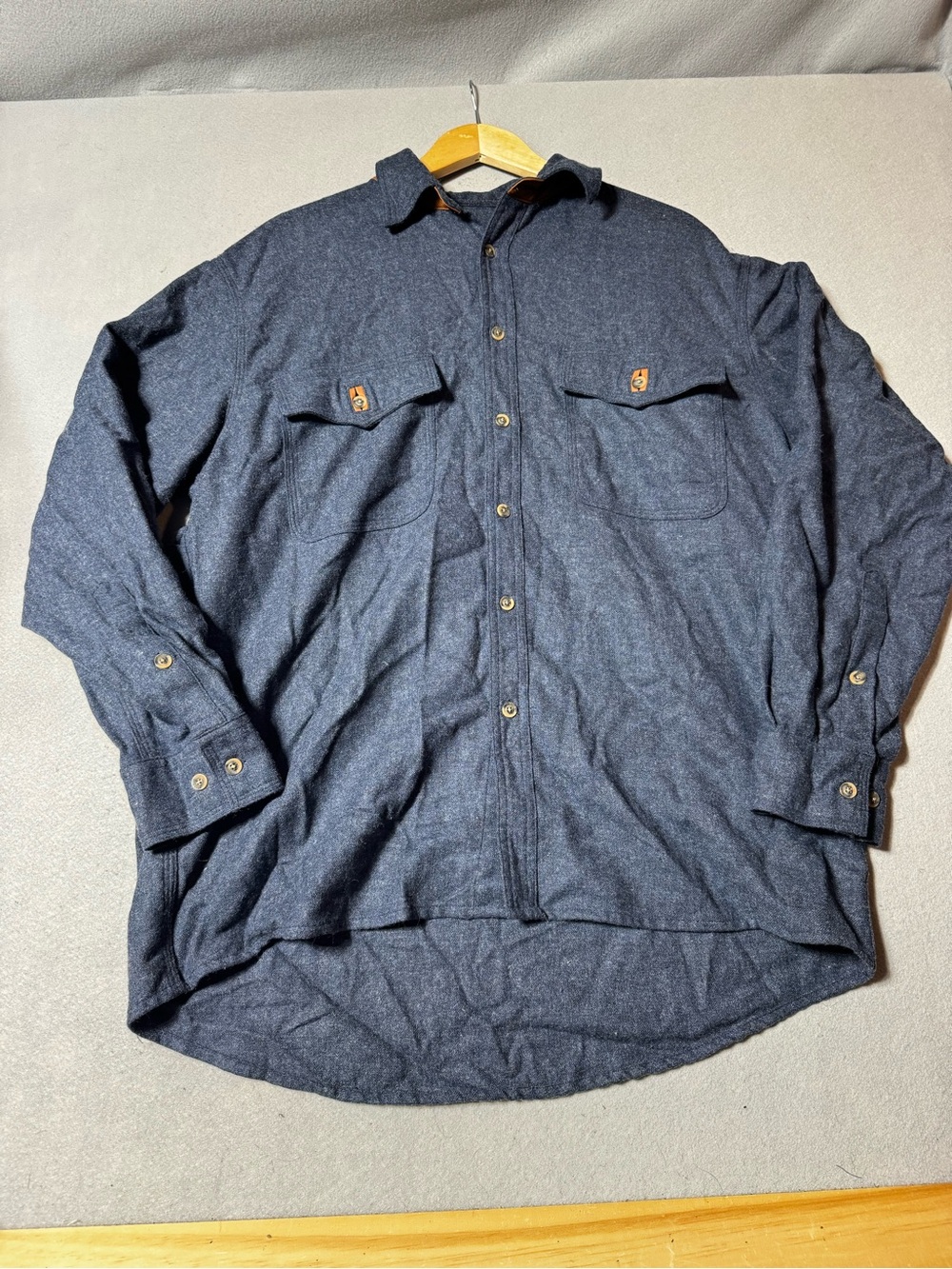 Schnee’s Bozemon Montana Men's Navy Rifleman Wool Button-Down Shirt Size L